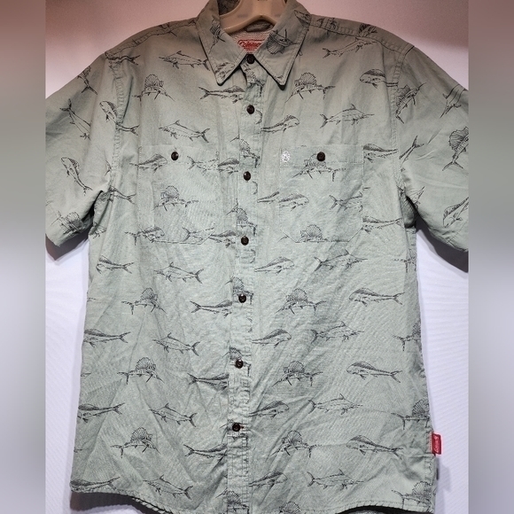 Coleman Men's Guide Short Sleeve Green Button-down Fish‎ Shirt Medium - Picture 4 of 13
